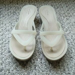 White Crocs Wedge Sandal